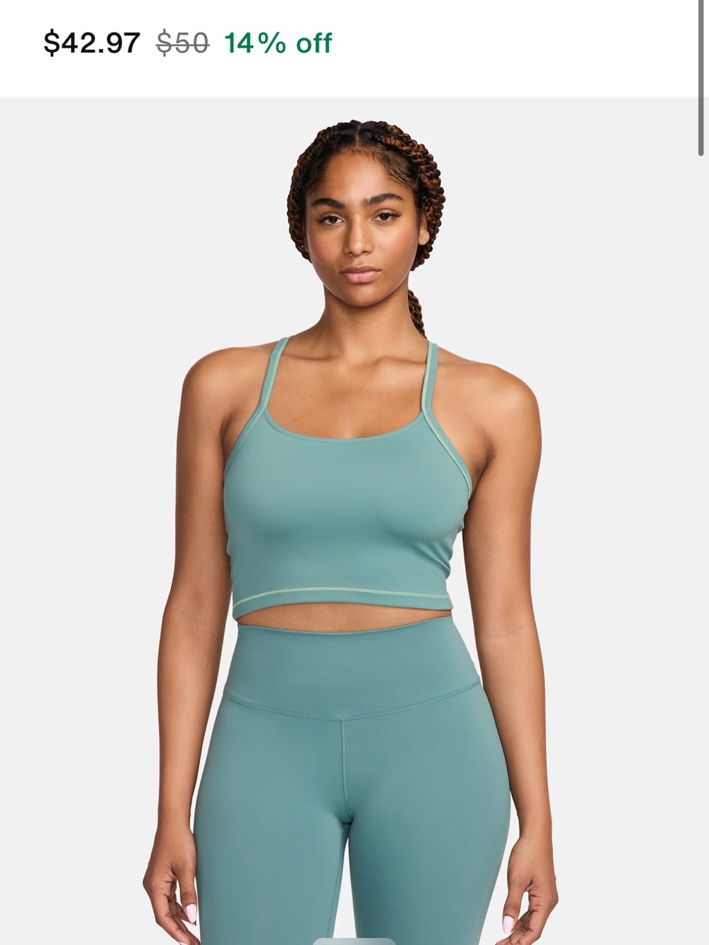 NWT!  Nike One Fitted Dri Fit Cropped Tank Top, size small